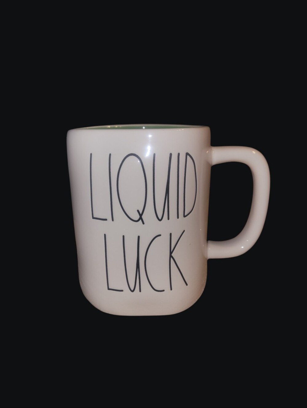 Rae Dunn Liquid Luck White Ceramic Coffee Mug